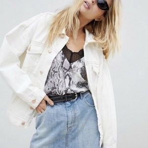 Free People Trucker Worn White Denim Jacket XS/S